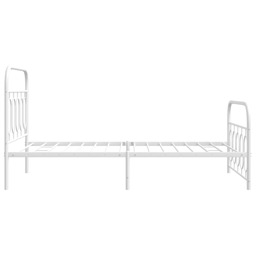 vidaXL Metal Bed Frame without Mattress with Footboard White 107x203cm