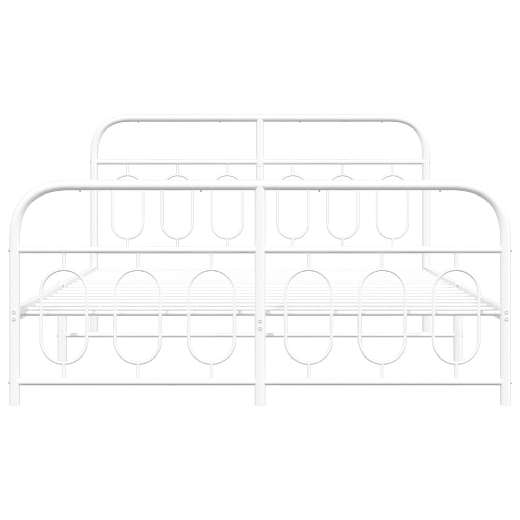 vidaXL Metal Bed Frame without Mattress with Footboard White 140x190cm