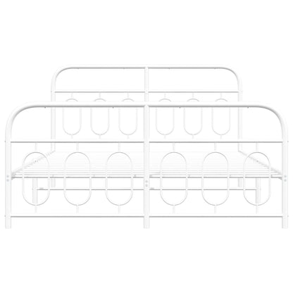 vidaXL Metal Bed Frame without Mattress with Footboard White 140x190cm
