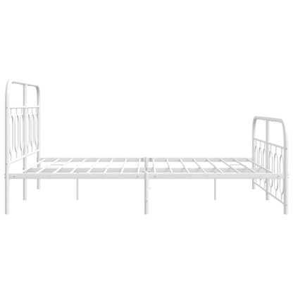 vidaXL Metal Bed Frame without Mattress with Footboard White 140x190cm