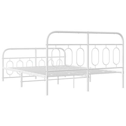 vidaXL Metal Bed Frame without Mattress with Footboard White 140x200cm