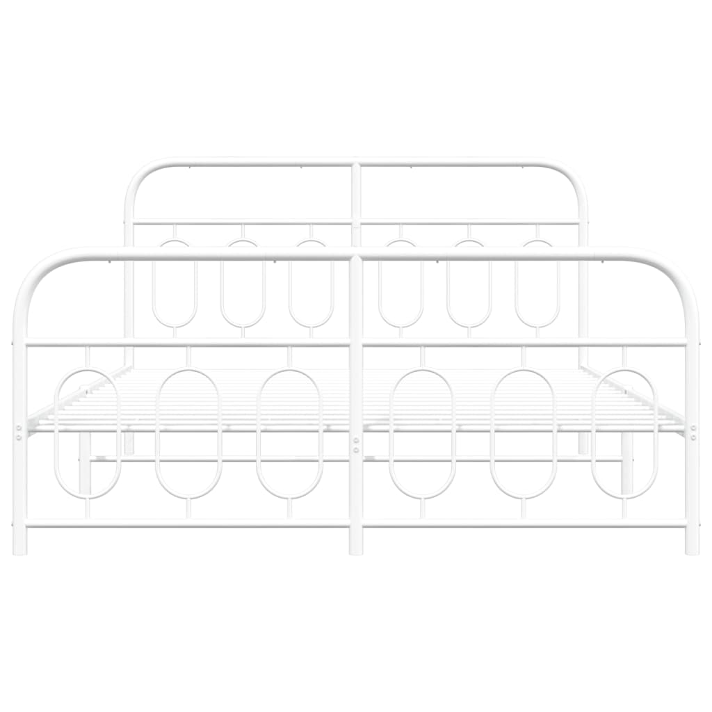 vidaXL Metal Bed Frame without Mattress with Footboard White 150x200cm