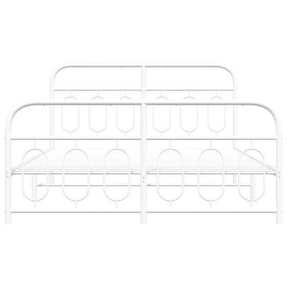 vidaXL Metal Bed Frame without Mattress with Footboard White 150x200cm