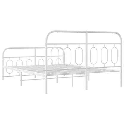 vidaXL Metal Bed Frame without Mattress with Footboard White 150x200cm