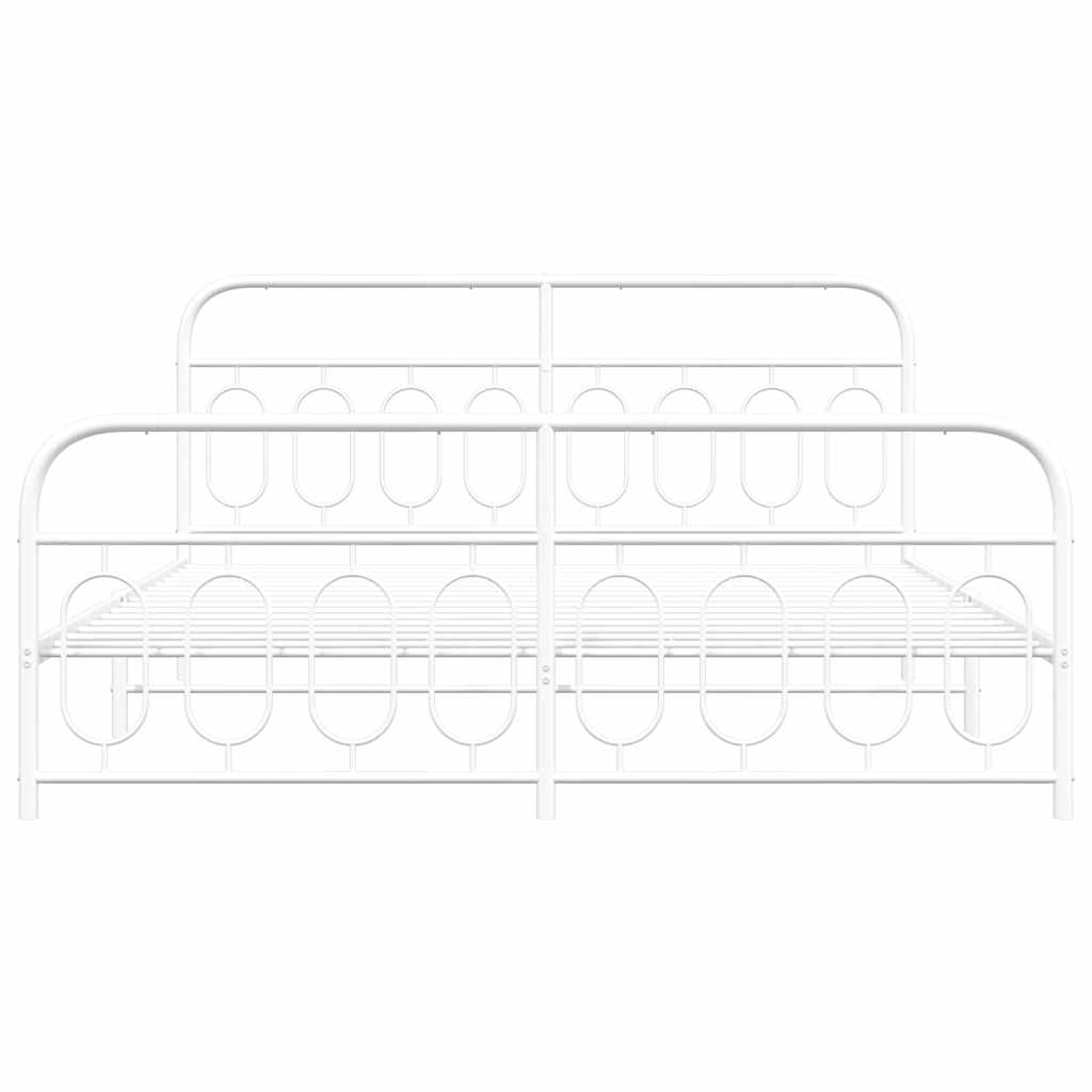 vidaXL Metal Bed Frame without Mattress with Footboard White 183x213cm