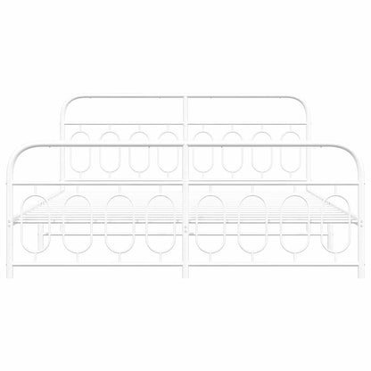 vidaXL Metal Bed Frame without Mattress with Footboard White 183x213cm