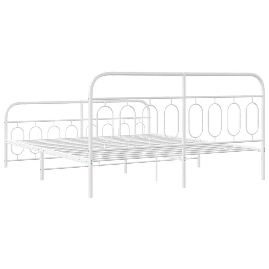 vidaXL Metal Bed Frame without Mattress with Footboard White 183x213cm
