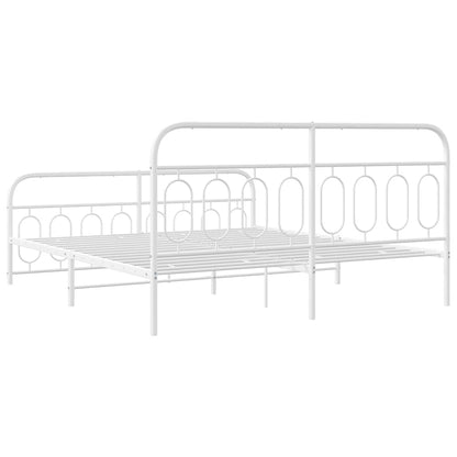 vidaXL Metal Bed Frame without Mattress with Footboard White 183x213cm