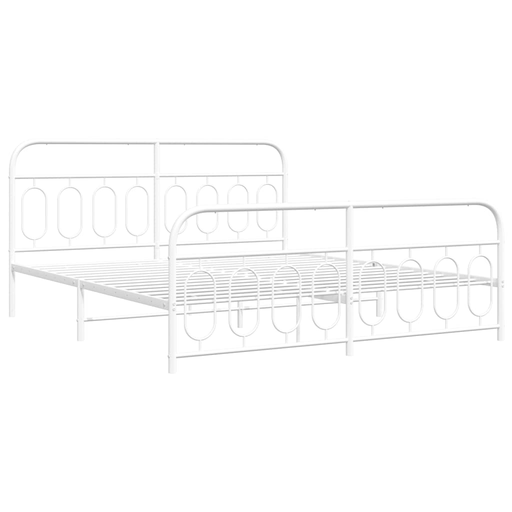 vidaXL Metal Bed Frame without Mattress with Footboard White 193x203cm
