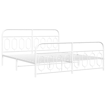 vidaXL Metal Bed Frame without Mattress with Footboard White 193x203cm