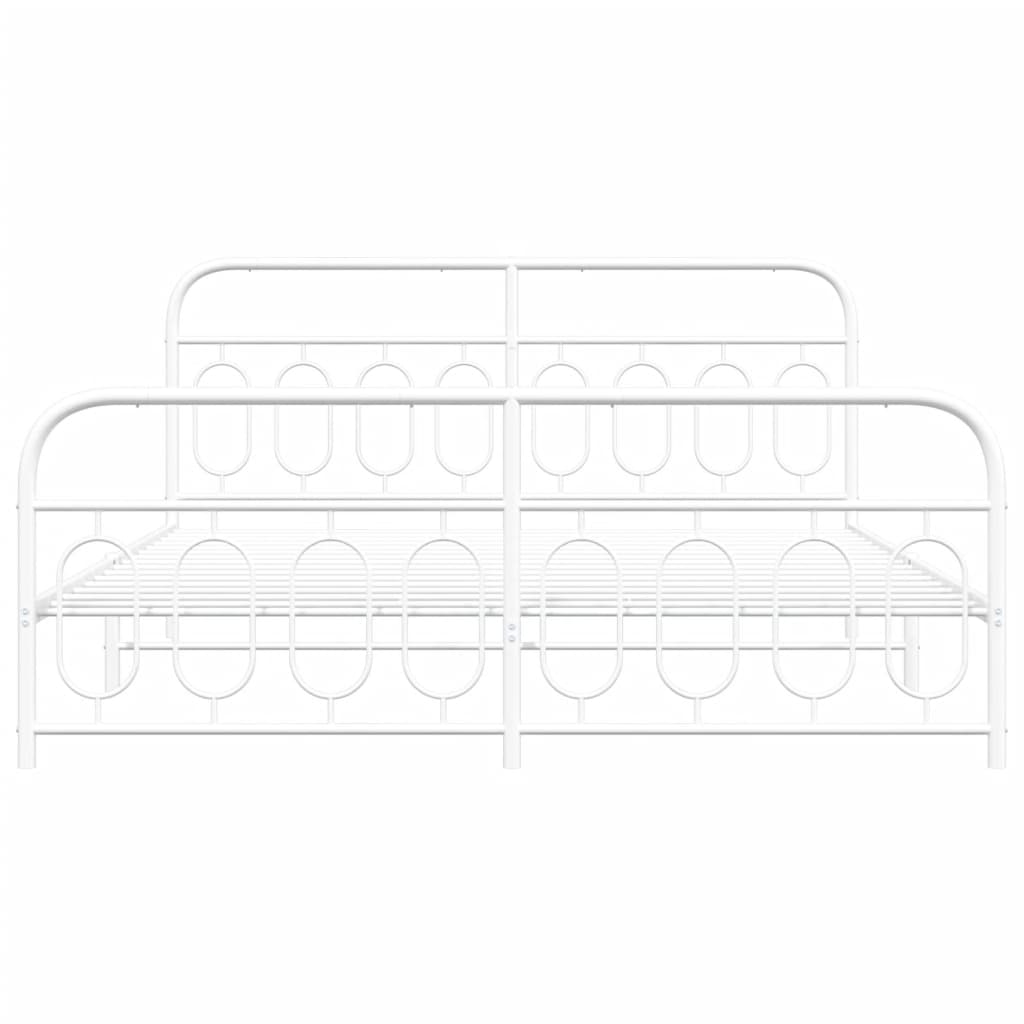 vidaXL Metal Bed Frame without Mattress with Footboard White 193x203cm