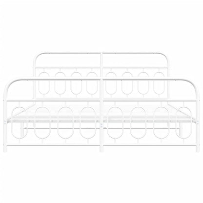 vidaXL Metal Bed Frame without Mattress with Footboard White 193x203cm