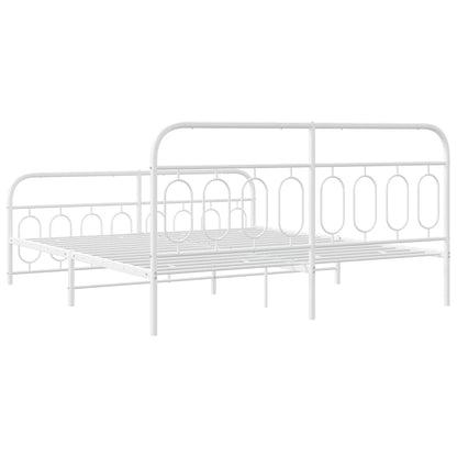 vidaXL Metal Bed Frame without Mattress with Footboard White 193x203cm