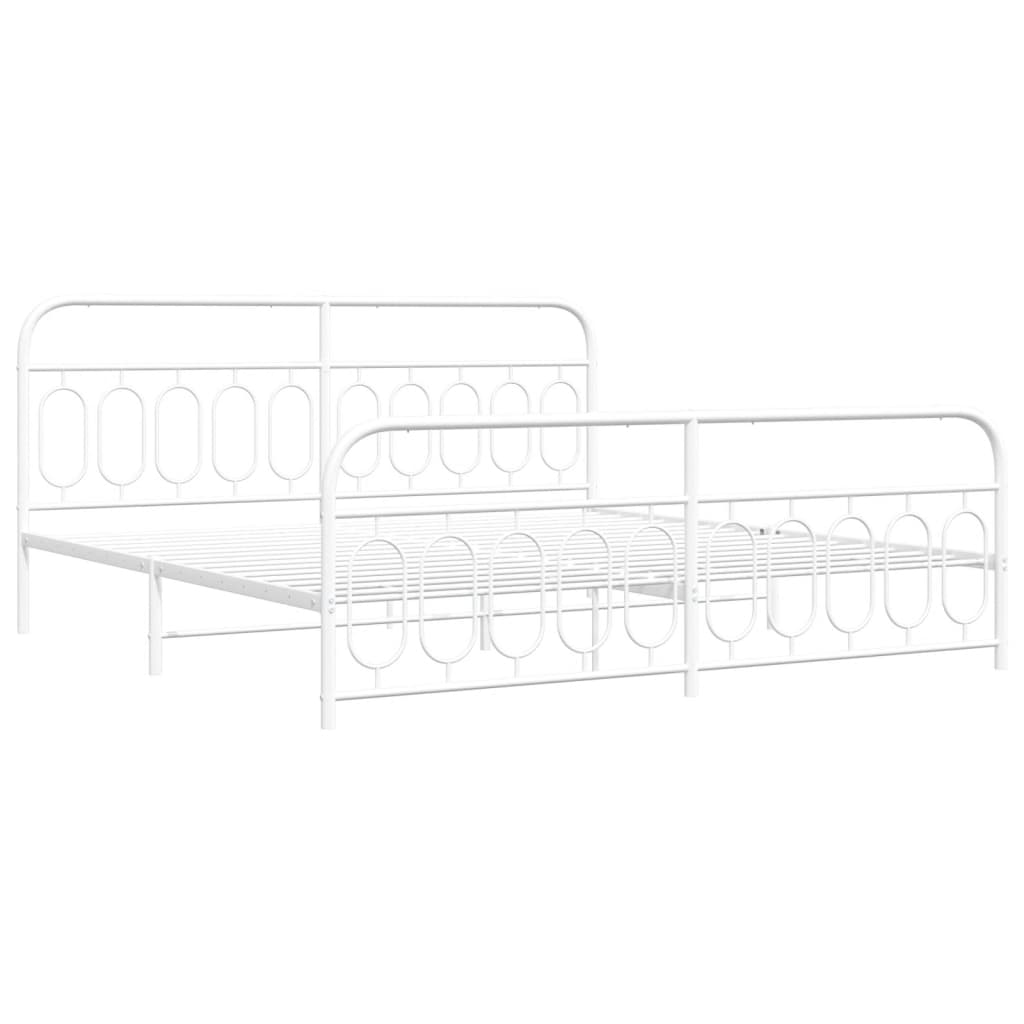 vidaXL Metal Bed Frame without Mattress with Footboard White 200x200cm