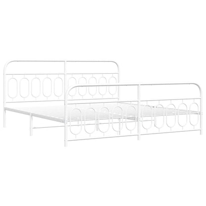 vidaXL Metal Bed Frame without Mattress with Footboard White 200x200cm