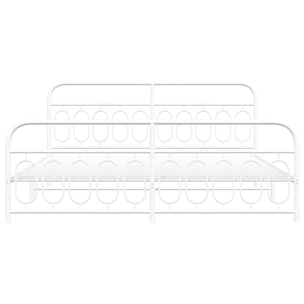 vidaXL Metal Bed Frame without Mattress with Footboard White 200x200cm