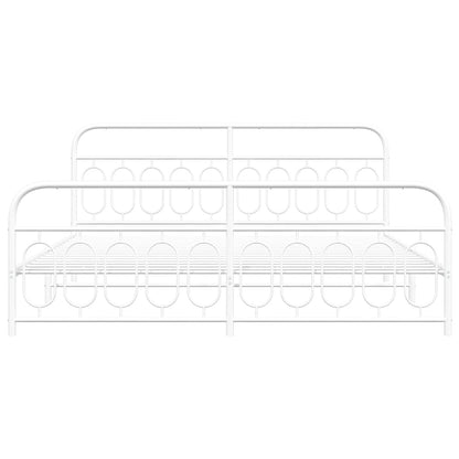 vidaXL Metal Bed Frame without Mattress with Footboard White 200x200cm