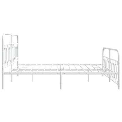 vidaXL Metal Bed Frame without Mattress with Footboard White 200x200cm