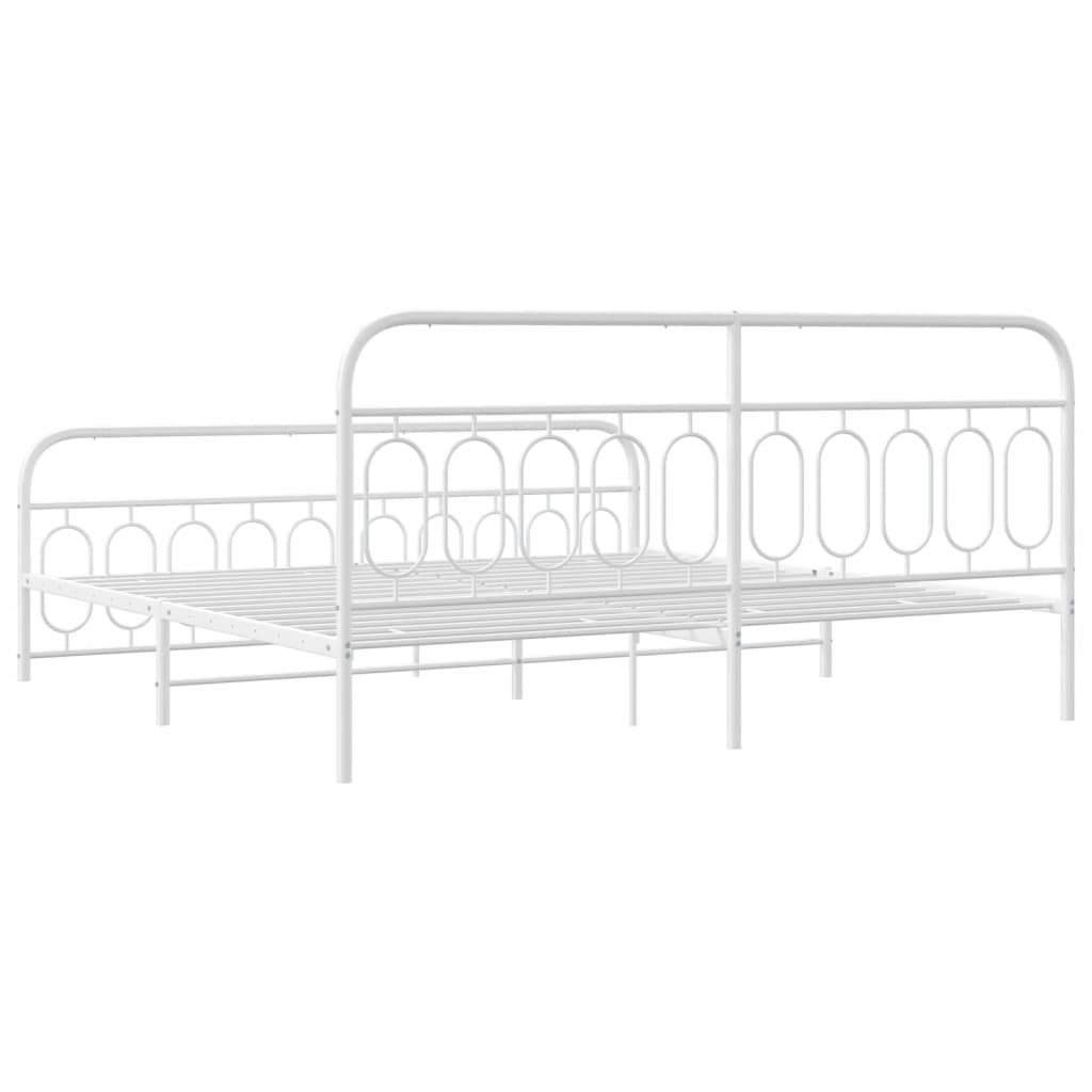 vidaXL Metal Bed Frame without Mattress with Footboard White 200x200cm