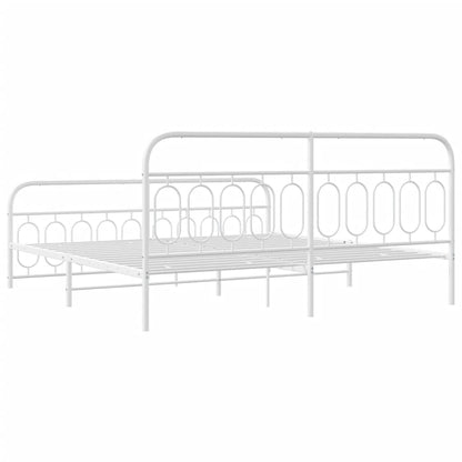 vidaXL Metal Bed Frame without Mattress with Footboard White 200x200cm