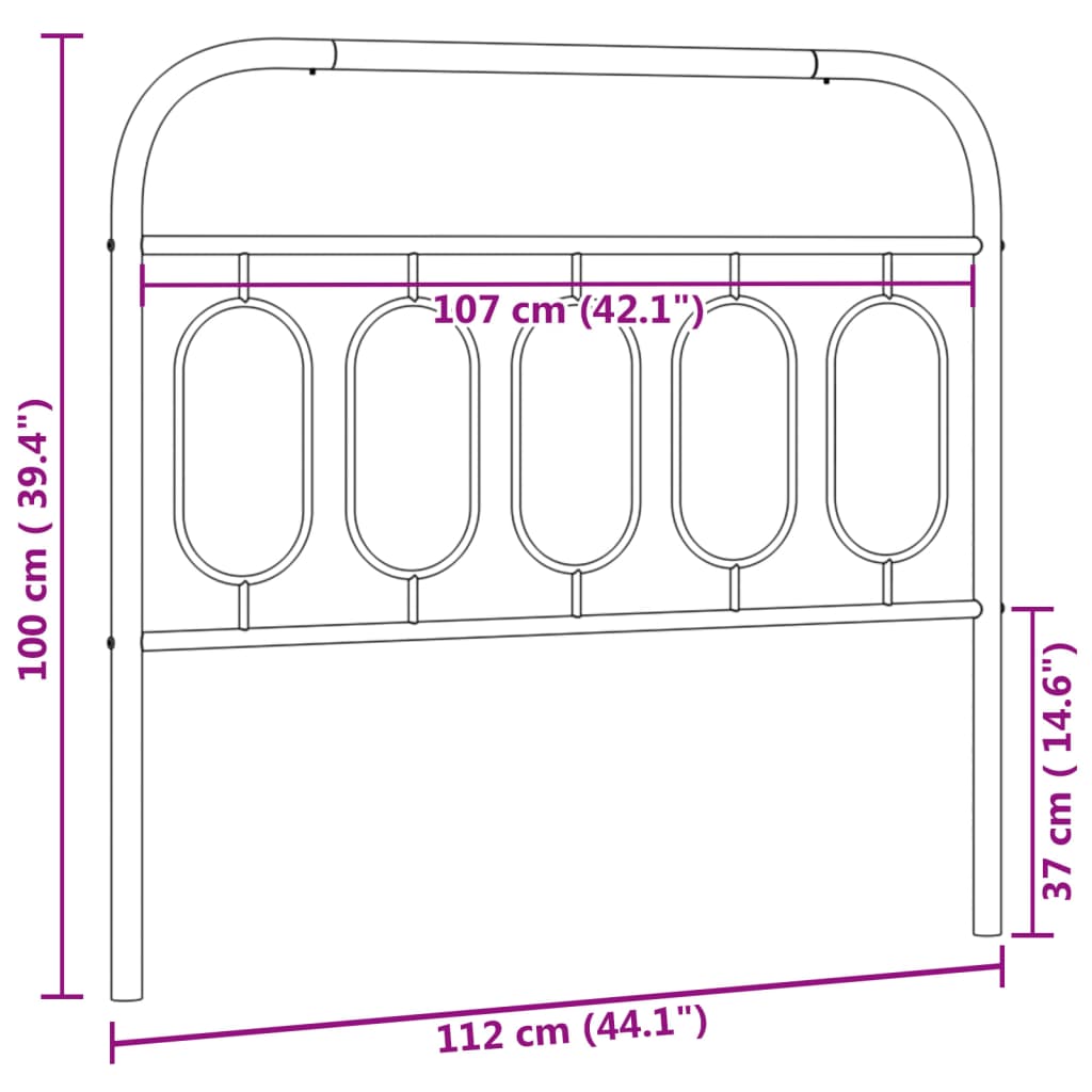 vidaXL Metal Replace Headboard White 107 cm