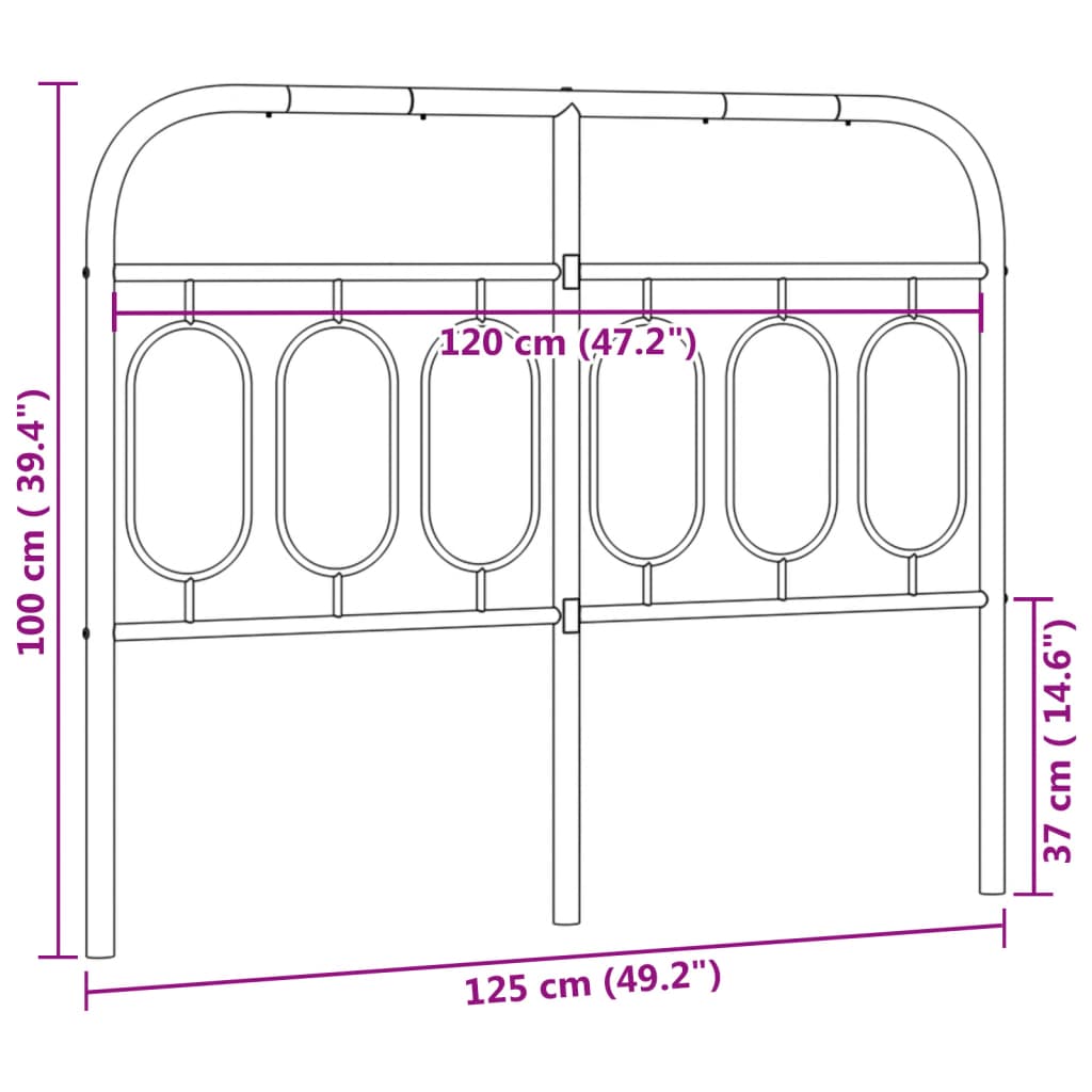 vidaXL Metal Replace Headboard White 120 cm