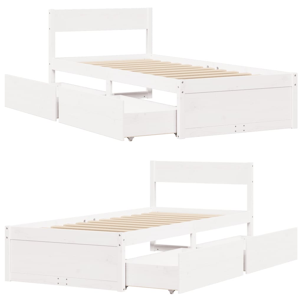 vidaXL Bed Frame without Mattress White 100x200 cm Solid Wood Pine