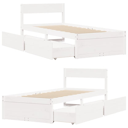 vidaXL Bed Frame without Mattress White 100x200 cm Solid Wood Pine