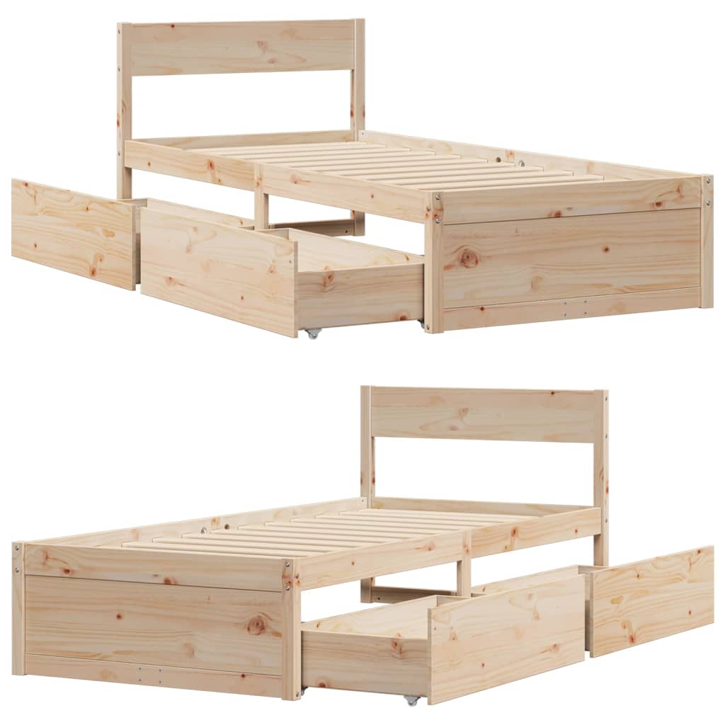 vidaXL Bed Frame without Mattress 90x200 cm Solid Wood Pine