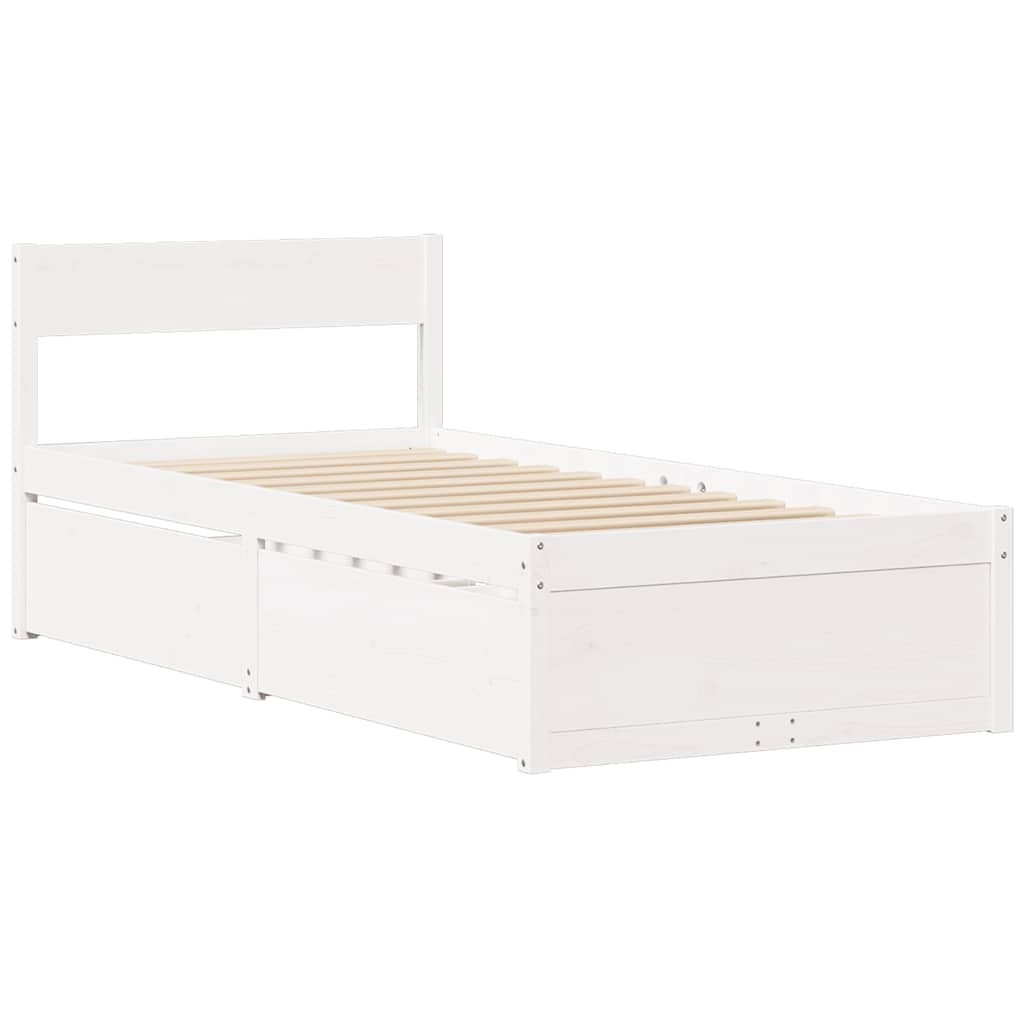 vidaXL Bed Frame without Mattress White 90x200 cm Solid Wood Pine