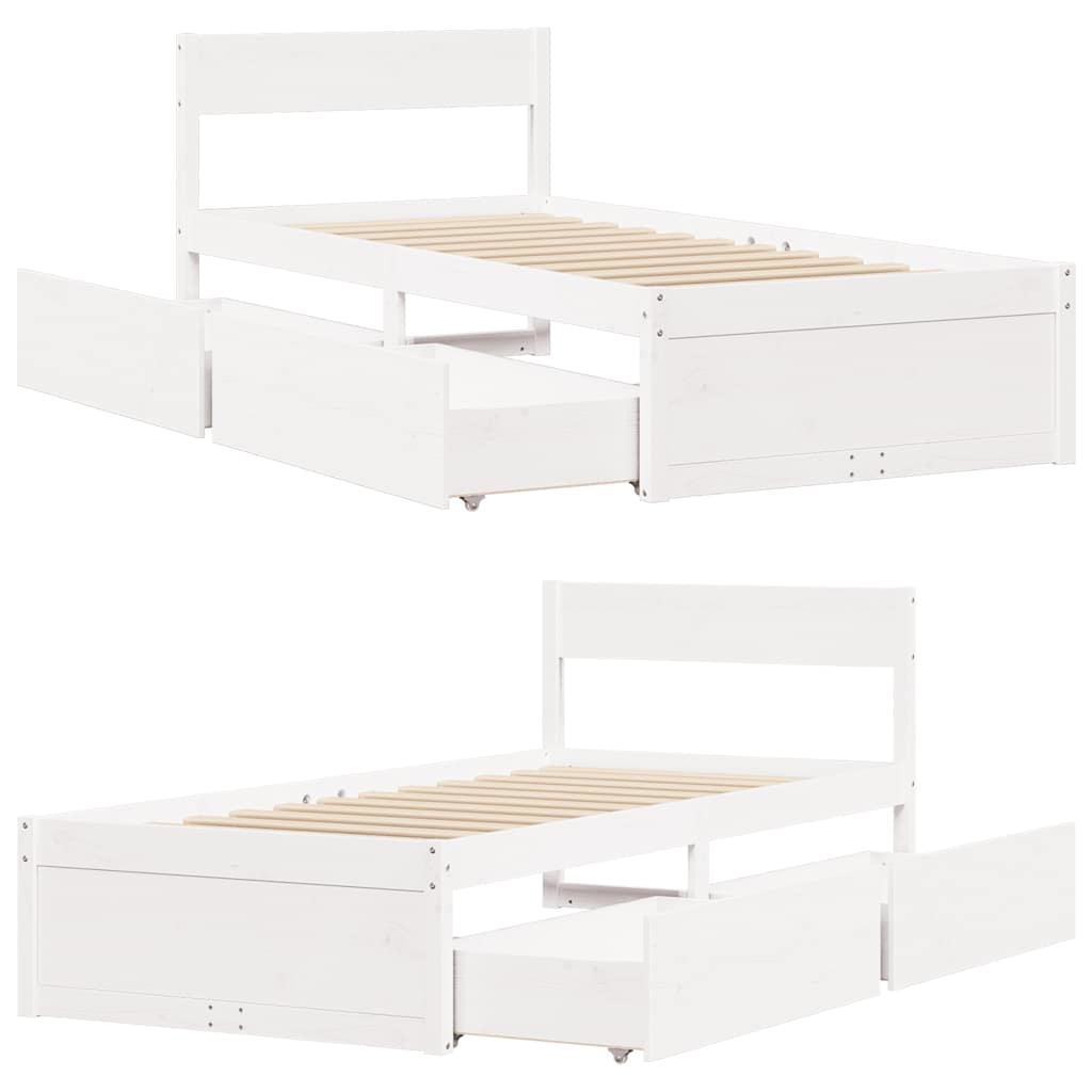 vidaXL Bed Frame without Mattress White 90x200 cm Solid Wood Pine