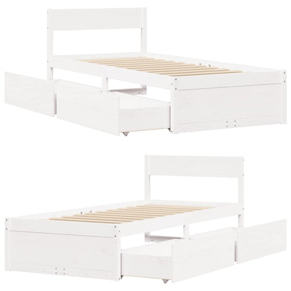 vidaXL Bed Frame without Mattress White 90x200 cm Solid Wood Pine
