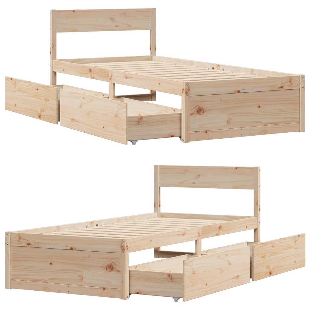 vidaXL Bed Frame without Mattress 90x190 cm Single Solid Wood Pine