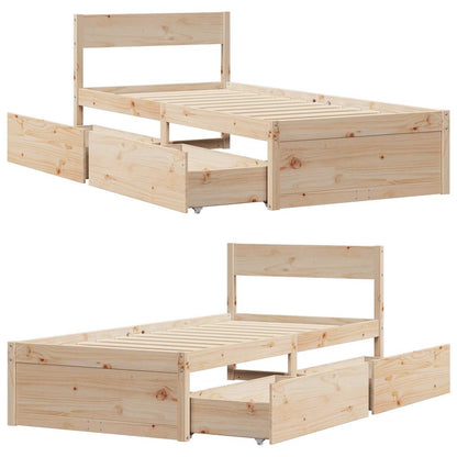 vidaXL Bed Frame without Mattress 75x190 cm Small Single Solid Wood Pine