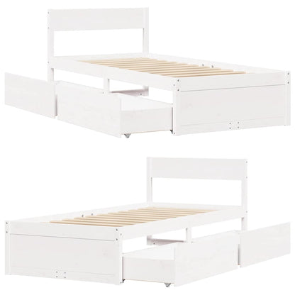vidaXL Bed Frame without Mattress White 75x190 cm Small Single Solid Wood Pine
