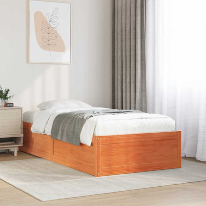 vidaXL Bed Frame without Mattress Wax Brown 100x200 cm Solid Wood Pine