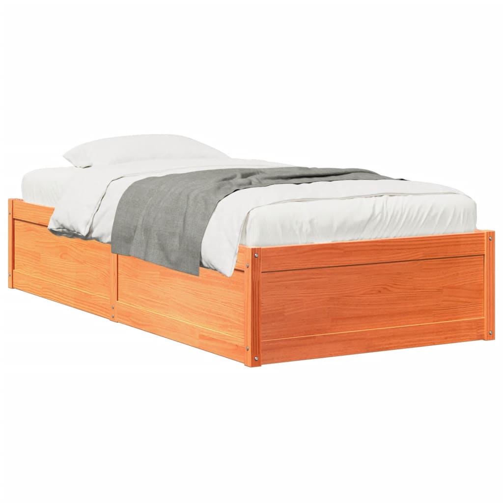 vidaXL Bed Frame without Mattress Wax Brown 90x200 cm Solid Wood Pine