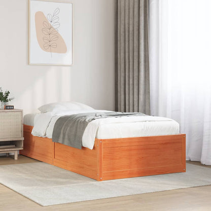 vidaXL Bed Frame without Mattress Wax Brown 90x200 cm Solid Wood Pine
