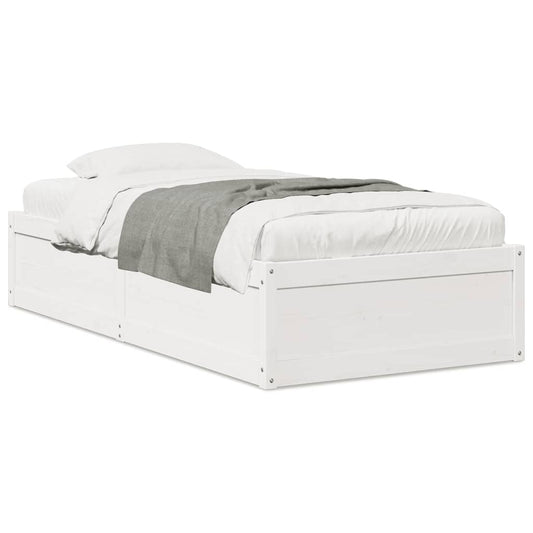 vidaXL Bed Frame without Mattress White 90x190 cm Single Solid Wood Pine