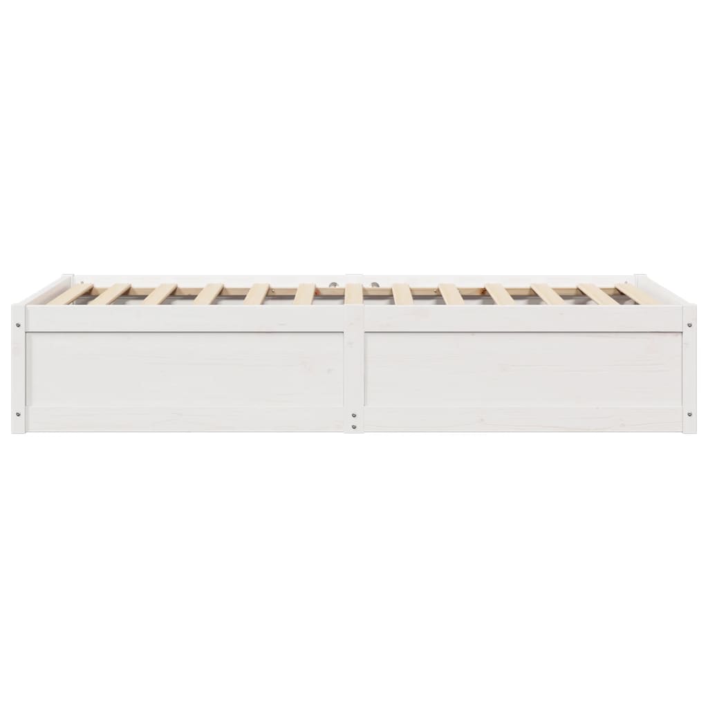vidaXL Bed Frame without Mattress White 75x190 cm Small Single Solid Wood Pine
