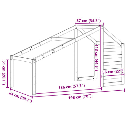 vidaXL Kids' Bed Roof 198x87x113 cm Solid Wood Pine