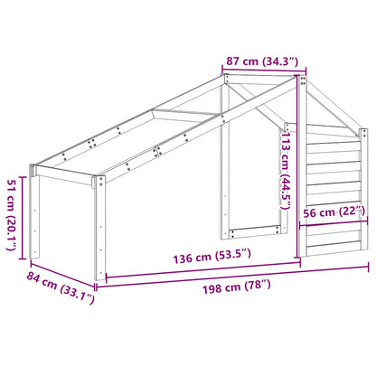 vidaXL Kids' Bed Roof White 198x87x113 cm Solid Wood Pine