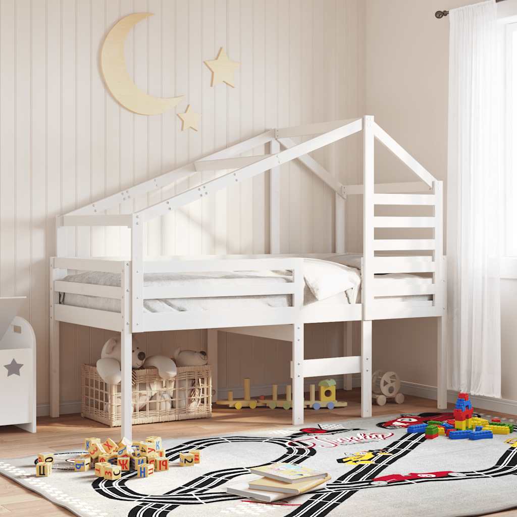 vidaXL Kids' Bed Roof White 198x87x113 cm Solid Wood Pine