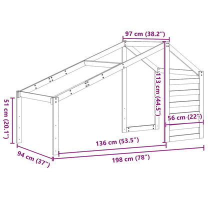 vidaXL Kids' Bed Roof White 198x97x113 cm Solid Wood Pine
