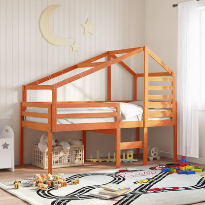 vidaXL Kids' Bed Roof Wax Brown 198x97x113 cm Solid Wood Pine