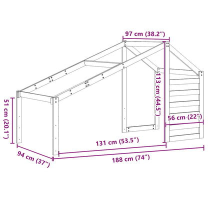 vidaXL Kids' Bed Roof 188x97x113 cm Solid Wood Pine
