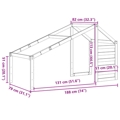 vidaXL Kids' Bed Roof Wax Brown 188x82x113 cm Solid Wood Pine