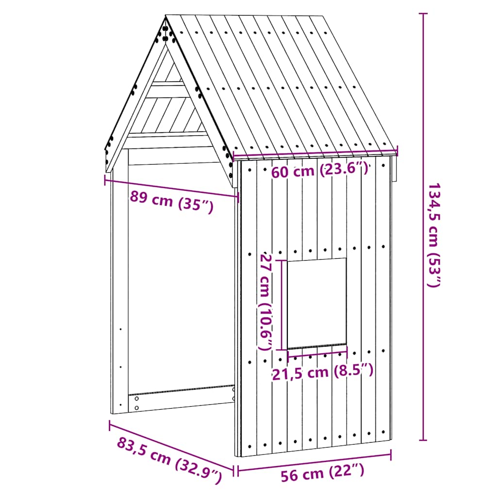 vidaXL Kids'Bed Roof 60x89x134,5 cm Solid Wood Pine
