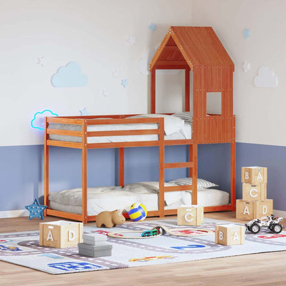 vidaXL Kids'Bed Roof Wax Brown 60x99x139,5 cm Solid Wood Pine