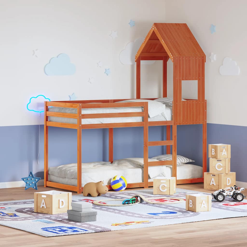vidaXL Kids' Bed Roof Wax Brown 55x99x139.5 cm Solid Wood Pine